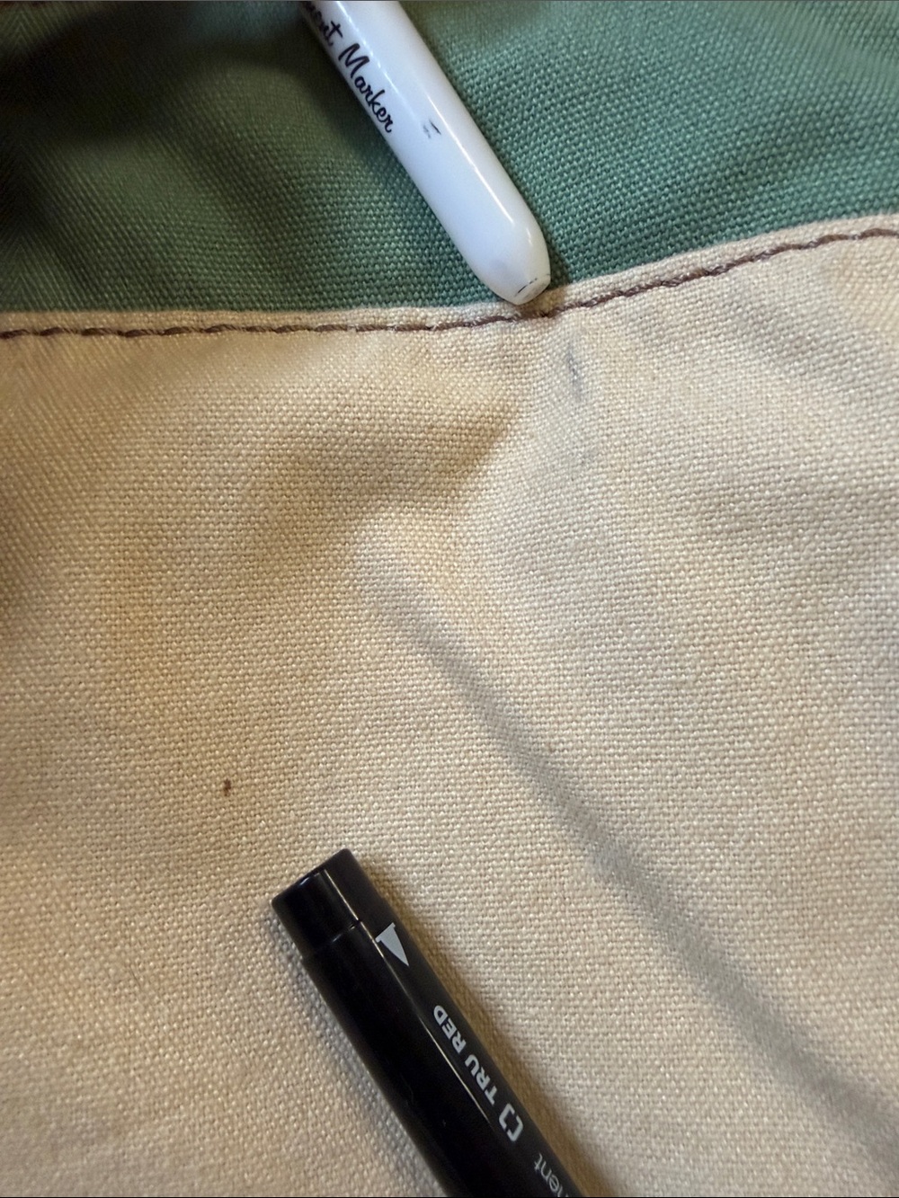 Lucky Brand Cream Canvas Tote with Purple Peace Sign and Green Trim - Picture 10 of 10